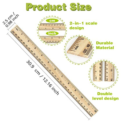 ZZTX 3 Pack Wooden Ruler 12 Inch（30 cm) - color: 3 Pack, 12 Inch