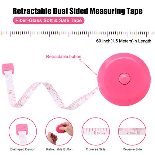 Tape Measures Retractable, Fabric Measuring Tape, 60 Inch Small Sewing Tape Measure for Craft Nursing Medical Travel(3 Pack/Pink Green White) - color: Green, White, Pink