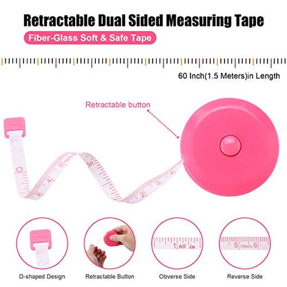 Tape Measure Retractable, Fabric Measuring Tape, 60 Inch Small Sewing Tailor Soft Ruler for Craft Nursing Clothing Medical Travel(3 Pack/Pink) - color: Pink
