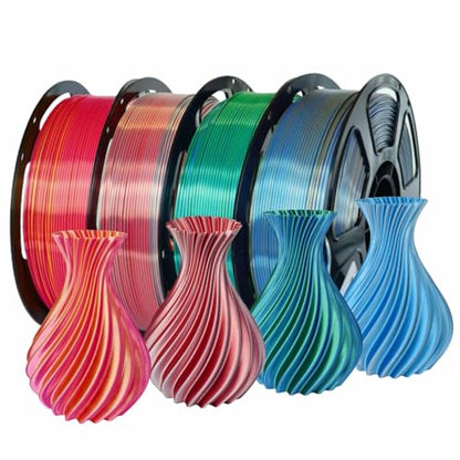 Shinny Dual Color Silk PLA 4KG 1.75mm 3D Printer Filament 4D-3 - color: Pla-(1kg*4 Dual Shiny Rosegold+ Redsilver+bluegreen+bluesilver)