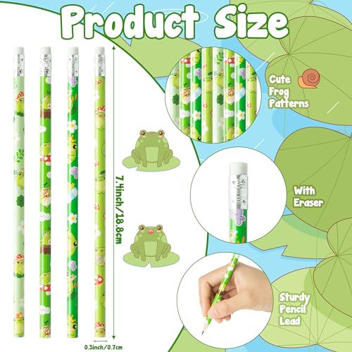 Xqumoi 60Pcs Frog Pencils with Eraser - Summer Frog #2 HB Pencils, Back to School Classroom Student Rewards, Back to School Office Supplies, Party Goodie Bag Fillers Stuffers, Birthday Party Favors - style: Frog
