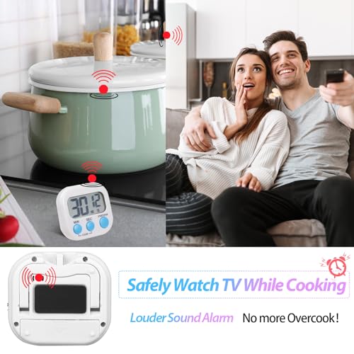 Weewooday 24 Pcs Digital Kitchen Timer Magnetic LCD Alarm, Black, White - color: Black, White