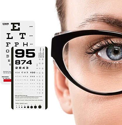 PECULA 2 PCS Eye Chart, Pocket Eye Charts, Snellen and Rosenbaum Pocket Eye Chart for Eye Exams (2 in 1) - color: 2* PECULA