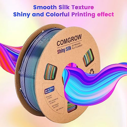 Comgrow Rainbow Colors Silk PLA 3D Printer Filament, PLA Filament 1.75mm - color: Rainbow Yellow
