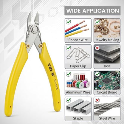 6 Inch Ultra-Sharp Flush Cutters - Stainless Steel Wire Cutter, Heavy Duty Precision Side Cutting Pliers for Gundam Models, Jewelry Making, Crafts & Electronics