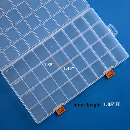 3 Pack 36 Grids Clear Plastic Storage Box with Dividers - size: 36 Grids