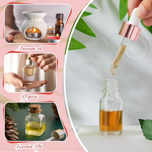 Didaey 100 Pcs Mini Glass Oil Dropper Bottle, 10 ml, Rose Gold - color: Rose Gold, size: 10 ml