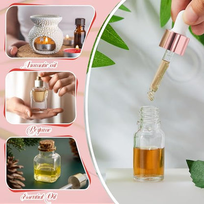 Didaey 100 Pcs Mini Glass Oil Dropper Bottle, 10 ml, Rose Gold - color: Rose Gold, size: 10 ml