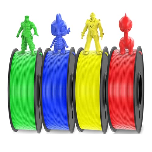 PLA Filament 1.75mm Bundle, WEEDO 3D Printer Filament, Dimensional Accuracy ±0.02mm, Clog-Free, Tangle-Free Packed, Blue+Green+Red+Yellow (250g*4) - color: Multicolor1