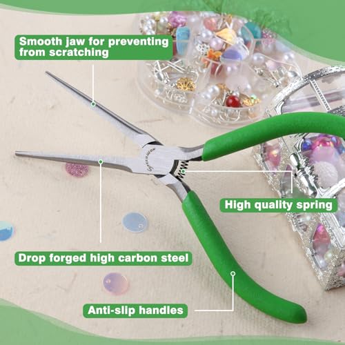 SPEEDWOX Needle Nose Pliers for Jewelry Making Smooth Jaws Long Nose 5 Inches Mini Thin Needle Plirer Extra Long Plier Fine Chain Nose Plier Professional Tool Beading Hobby Craft Supplies - style: Smooth Jaw Tapered Nose Pliers