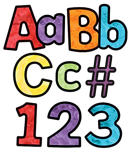 Carson Dellosa 219-Piece Watercolor Cutout Letters, 4" Colorful Upper and Lowercase Alphabet, Numbers, Punctuation, and Symbols for Bulletin Board, Posterboard, Party, and Classroom Decor - color: Watercolor, size: 219 pieces