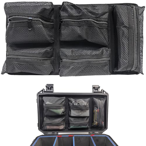 LAFENLIN Lid Organizer for Pelican V525 Case, Hook & Loop (No Screw) - color: V525 lid organizer-Circular Mesh black