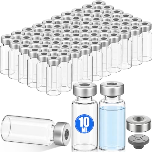 60 Pack Empty Vials for Injection Clear Glass Sample Vials, 10ml - size: 10ml
