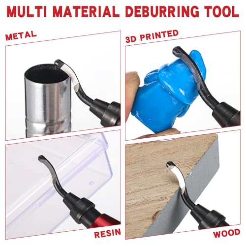 3 Pcs Hand Deburring Tool Kit 2 Countersink Hand Reamer and 1 Deburring Tool with 15 Extra High Speed Steel Swivel Blade for Metal, Resin, Aluminum, Copper, Plastic, 3D Printing, Wood(Red) - color: Red