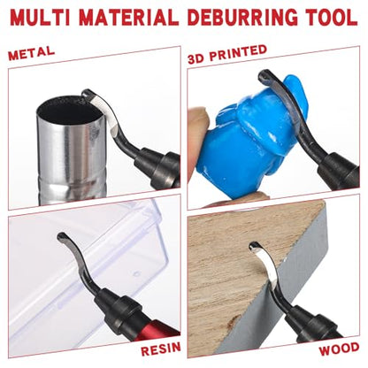 3 Pcs Hand Deburring Tool Kit 2 Countersink Hand Reamer and 1 Deburring Tool with 15 Extra High Speed Steel Swivel Blade for Metal, Resin, Aluminum, Copper, Plastic, 3D Printing, Wood(Red) - color: Red