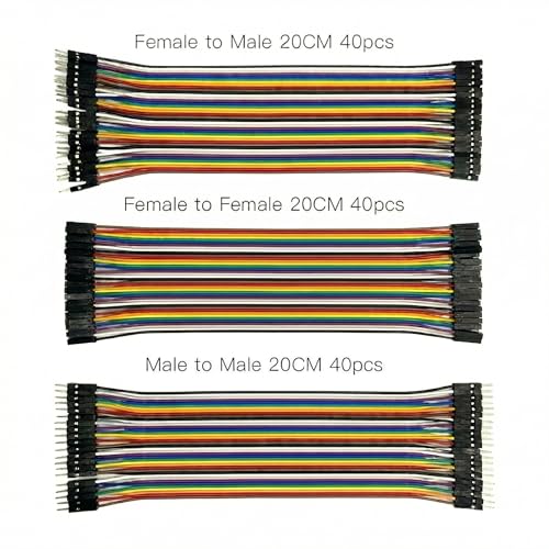 120PCS Real Pure Copper Breadboard Jumper Wires Conducts Electricity Well,Multicolored OFC Dupont Wire for Arduino ESP32 Raspberry Pi DIY Projects,All Copper Wires M-M/F-F/M-F,8 inches