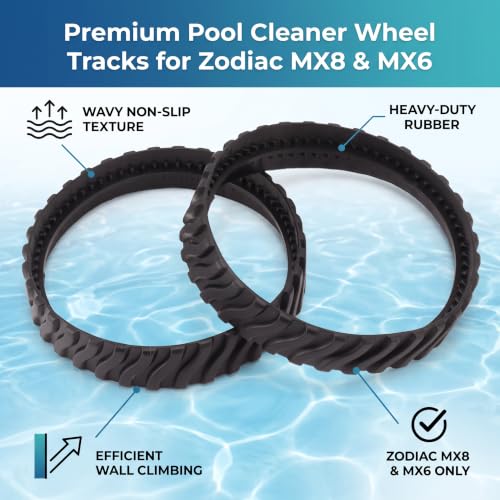 2Pcs Power Wheels Tires, Track Replacement Rubber Tires, Pool Cleaner Replacement Track Rubber Tire for MX8 MX6 Robotic Pool Vacuum Cleaners