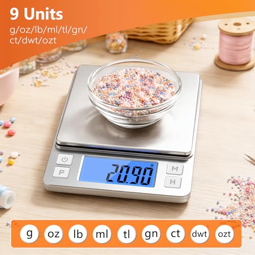 BOMATA Digital Jewelry Scale, 1000g×0.01g High Precision Gram Scale - color: Silver