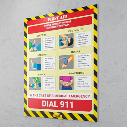 Workplace Safety Poster - Non-Lamintated, 12 x 16" (First Aid) - color: First Aid