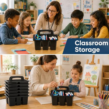 gisgfim 8 Pack Black Classroom Caddy Table Organizer with Handle - color: Black