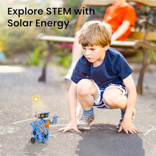 Sillbird Solar Building Robot Kit 12-in-1 STEM Gift for Boys Ages 8-13 - color: Orange Blue