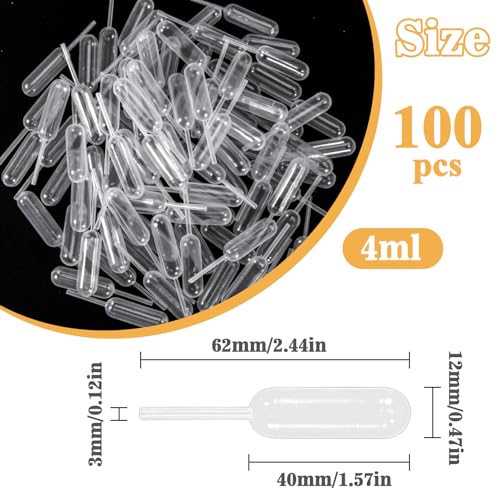 MAQIHAN 100 Plastic Pipette Droppers for Cupcakes - 4ml Disposable Pipettes