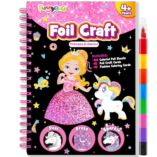 FUNNYB&G Foil Art Craft Kit for Kids, Princess Birthday Gift Toy for Girls - style: Princess