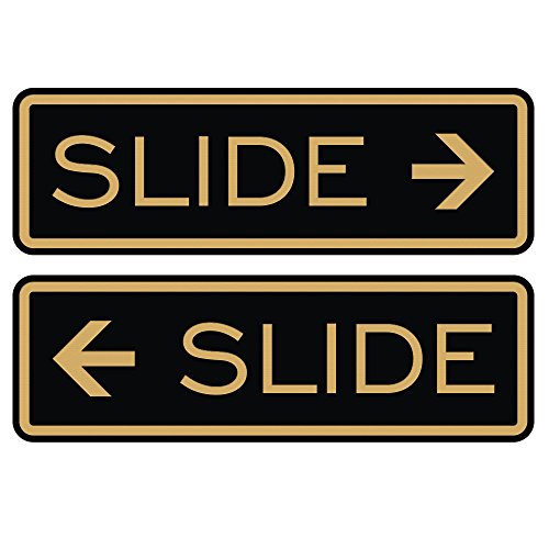 Classic Slide Door Sign - Black/Gold - Small (1 Pack) - color: Black / Gold, size: 4" x 1.25" - Small (1 Pack)