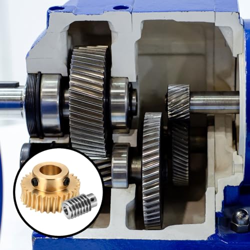 uxcell Worm Gear Set Right Rotation 30T 1 Module 30:1 Reduction Rate - size: Gear-12mm, Worm-5mm Bore, style: 1M-30T