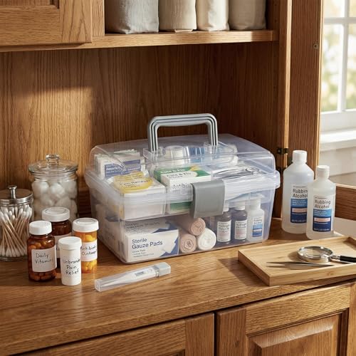 MyGift 10.2 Inch Transparent Plastic Empty Arts and Crafts Tackle Box