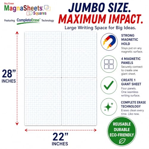 MAGNASHEET SQUARES Jumbo Magnetic Dry Erase Graph Paper