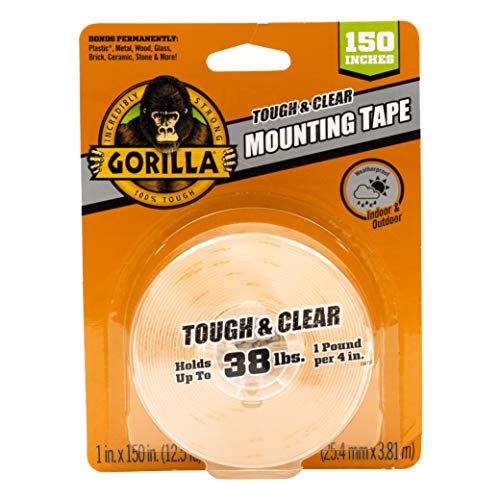 Gorilla Tough & Clear Double Sided Mounting Tape, Clear Tape, 1" x 150" - Weatherproof for Indoor or Outdoor | (Pack of 12) - size: 12 - Pack