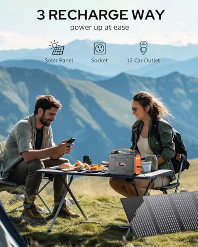 Solar Powered Generator 100W, Portable Power Station with Solar Panels 40W - color: Grey & Orange