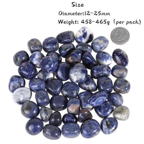 SUNYIK Tumbled Polished Stones, Irregular Rock Crystal for Tumbling, Cabbing, Sodalite 1 Pound(About 460 Grams)