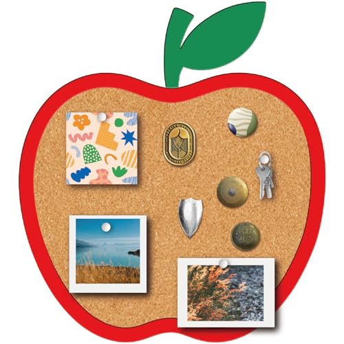 CRASPIRE Apple Pin Cork Board Framed Bulletin Display Badge Vintage Wooden Decorative Corkboard 8.85x9.84 Wall Mounted Memory Memo Brooch Lapel Holder Storage for Home Office School Classroom Wedding - style: Apple