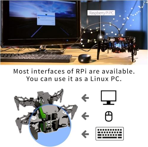 Adeept DarkPaw Bionic Quadruped Spider Robot Kit Compatible with Raspberry Pi 4 3 Model B+/B, STEM Crawling Robot, OpenCV, Self-stabilizing Based on MPU6050 Gyro Sensor, RPi Robot with PDF Manual
