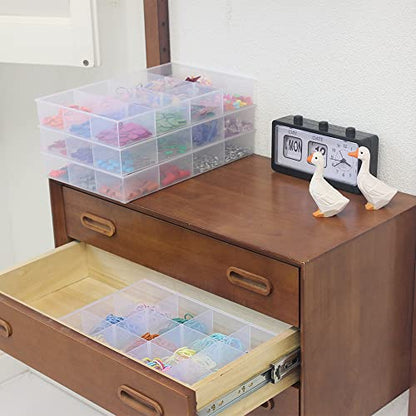 2 Pack Fixed 12 Grids Clear Plastic Organizer Sorting Tray - size: Fixed 12 Grids