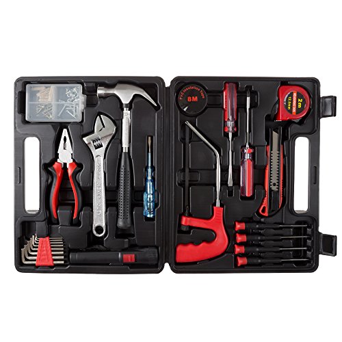 Household Hand Tools, 65 Piece Tool Set by Stalwart, Includes Hammer, Adjustable Wrench, Screwdriver Set, and Pliers - Great for DIY Projects - size: 65 Pieces