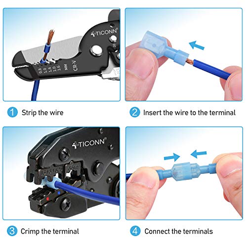 TICONN 100 Pcs Nylon Spade Connector Kit, Insulated Crimp Wire Connectors - style: Combo 100Pcs