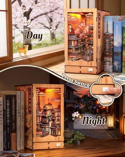 CUTEBEE Book Nook Kit for Adults, DIY Miniature House Japanese Street - color: Twilight Sakura Path