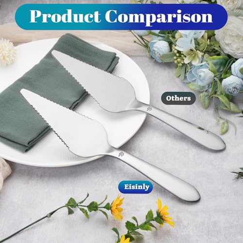 Eisinly Cake Pie Server, Pizza Cutter with Big Serrated Edges, 2Pcs Silver - color: Silver, size: 10.43 Inch-Server