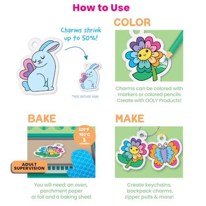 Ooly DIY Shrink Art Charms Kit, 28 Pc – Garden Pals - color: Garden Pals