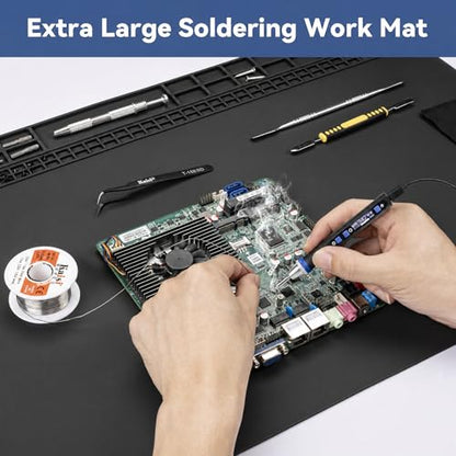 Kaisi Extra Large Soldering Mat, 932°F Heat Resistant Silicone Solder Mat - color: Black, size: 27.6" x 15.7"