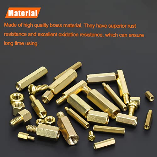 HELIFOUNER 422 Pieces M2 M3 M4 Male Female Hex Brass Spacers Standoffs Screws Nuts Assortment Kit, Threaded Pillar for Printed Circuit Board Motherboard - size: M2 M3 M4 Brass Standoff Set