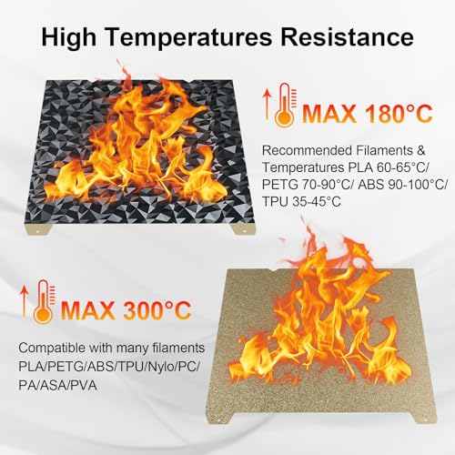 IdeaFormer-3D Double Sided PEO PEI Build Plate for Creality K1 Max/Ender 3 V3 Plus, Flexible PEO PEI Spring Steel Sheet No Magnetic Bed Plate K1 Max Plate 315x310 mm - color: Dimond PEO+Textured Gold PEI