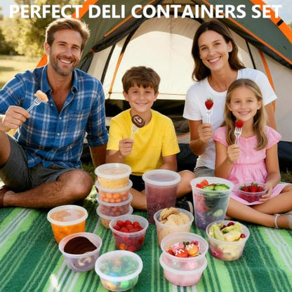 96 Pack (192-Piece) Deli Containers with Lids, 32/16/12/8 oz X 24 Set Each - size: 32/16/12/8 oz X 24 Set