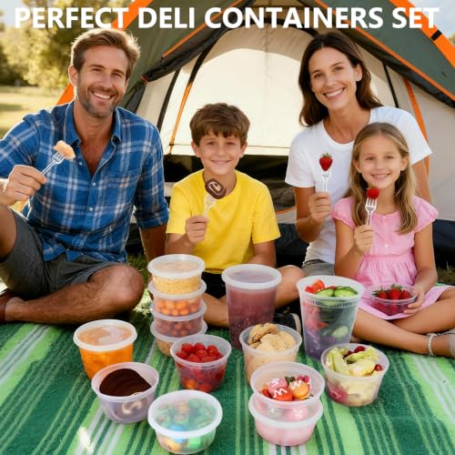 NESCCI 108 Sets (216-Piece) Deli Containers with Lids,16oz X 108 Set Each - size: 16oz X 108 Set