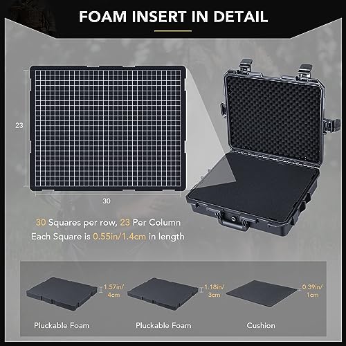 Lykus HC-4610 Waterproof Hard Case with Foam, Inner Size 16.65*12.72*4.25in - color: Black, size: HC-4610