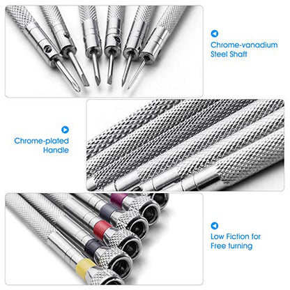 Premium 6PCS Micro Precision Screwdriver Set, 0.8-1.6mm, Extra Replacement Blades for Watch, Eyeglasses, Jewelry, Electronics Repair