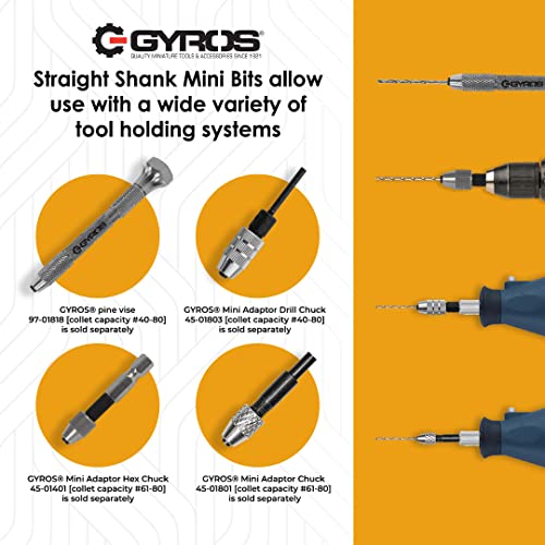 GYROS 20 PCS Mini Twist Drill Bit Set #61 to #80 w/Dome Storage Case, Carbon Steel Wire Gauge Micro Drill Bits for Jewelry, Plastic, & Soft Metal | Small Drill Bits for Pin Vise & Rotary Tool - size: Carbon Steel #61-80